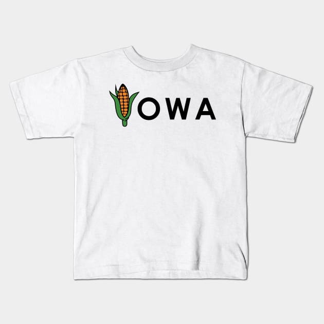 Iowa Corn Text Kids T-Shirt by zsonn